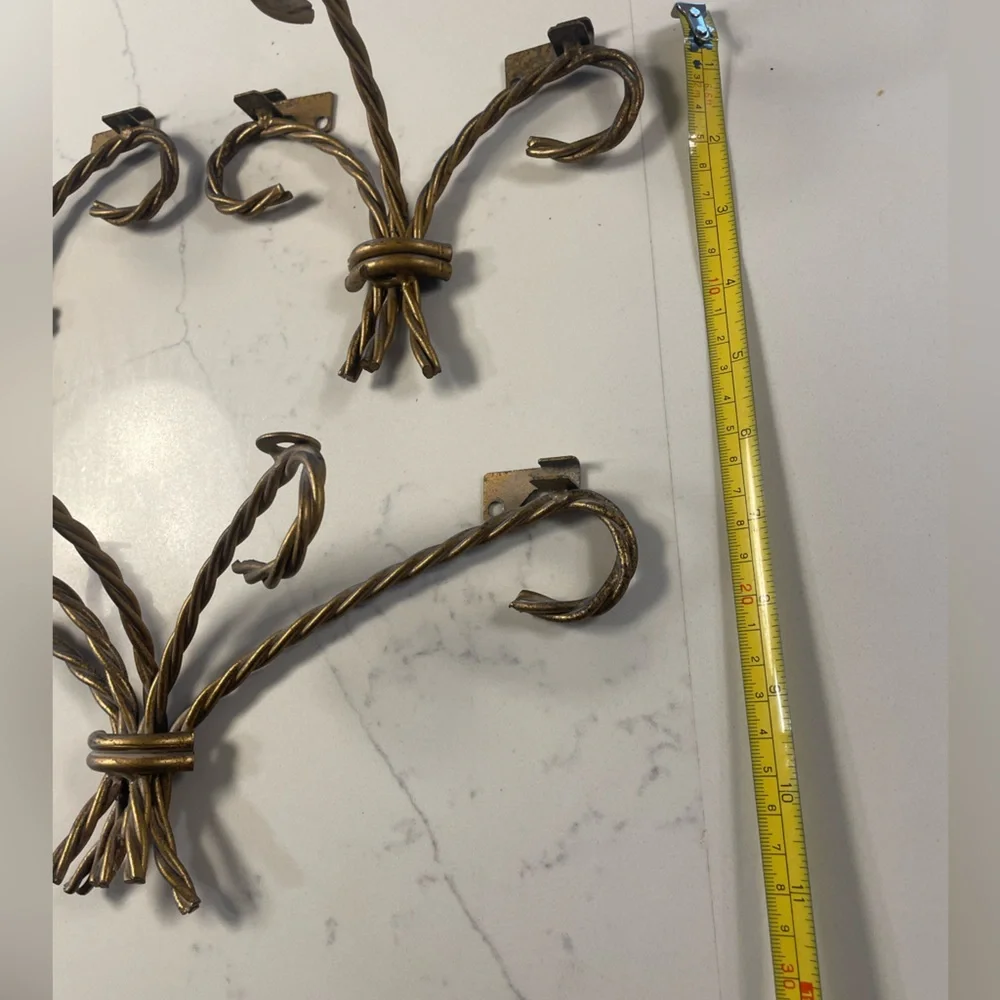 Vtg Gold/Brass Twisted Rope Metal Shelf Bracket Wall Decor Hollywood Regency